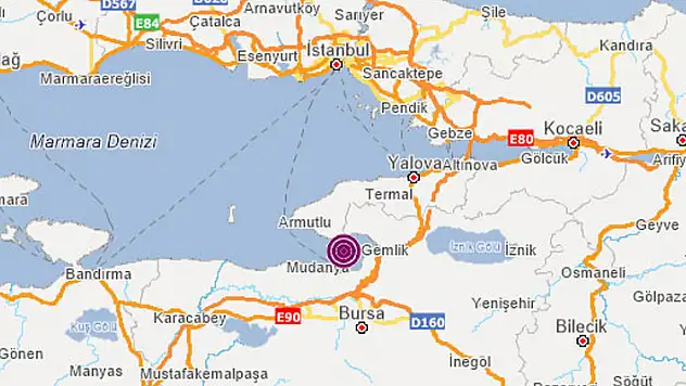 Gemlik Körfezi'nde 3,9 büyüklüğünde deprem
