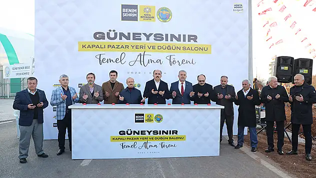 Güneysınır'a yapılacak kapalı pazar yeri ve düğün salonunun temeli atıldı

