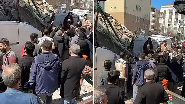 Güngören'de metruk bina araçların üzerine çöktü
