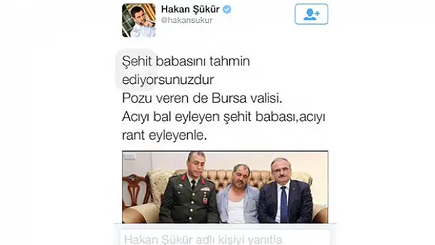 Hakan Şükür'ün tweeti Bursa Valisi'ni çileden çıkardı!