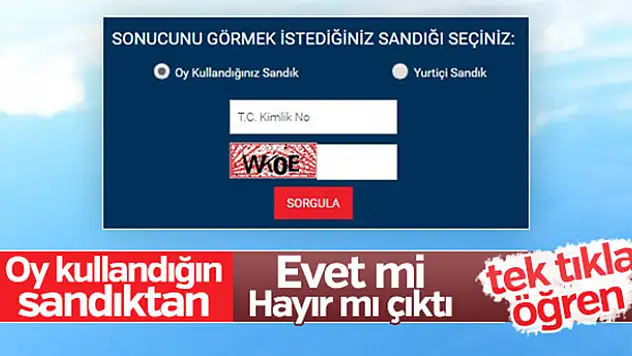Hangi sandıktan ne oy çıktı - Sorgulama ekranı