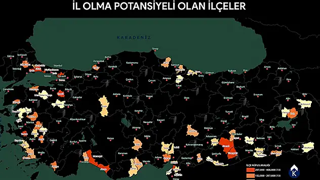 Harita ve Kadastro Mühendisleri Odası Antalya Şubesi il olmaya hazırlanan 67 ilçenin listesini çıkardı: Ereğli il, Ermenek Konya'nın ilçesi...