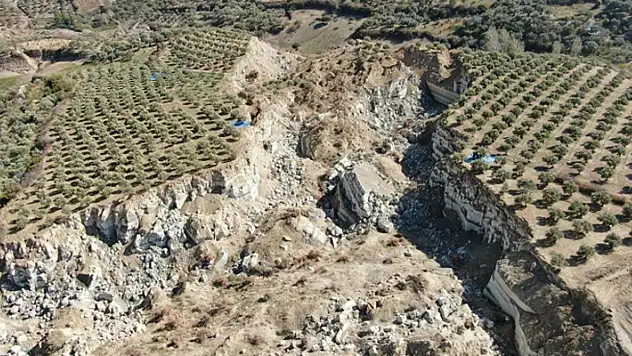 Hatay'da fay hattının ortadan ikiye ayırdığı bahçede tedirgin eden hasat başladı