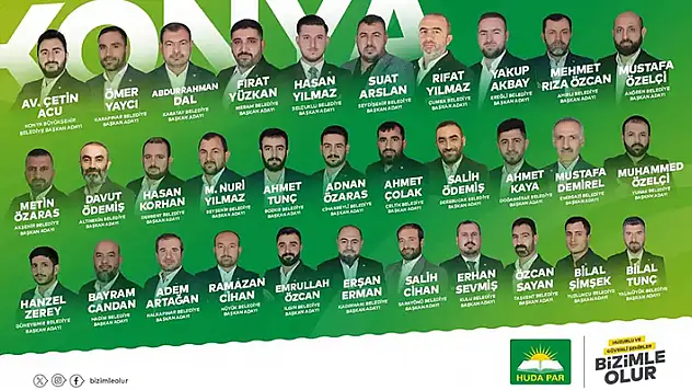 HÜDA PAR Konya'nın 31 ilçesinde aday çıkarttı

