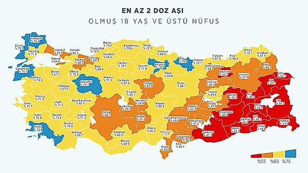 İki doz koronavirüs aşısı olanların oranı 47 ilde yüzde 65'i geçti

