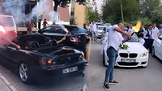 İstanbul'da silahlı, çakarlı ve kuralsız düğün konvoyu terörü kamerada