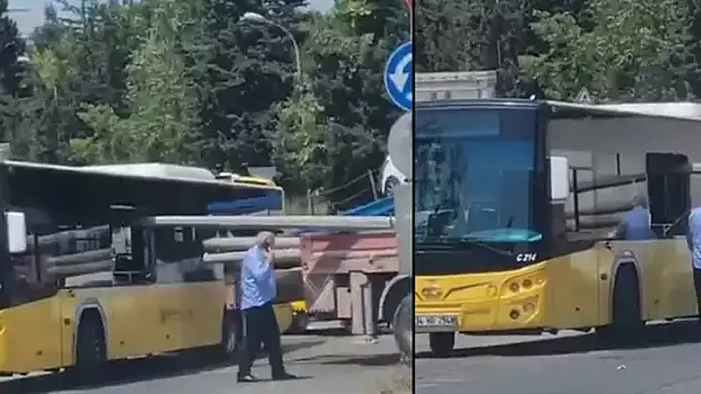 İstanbul'da otobüsün camından direk girdi! Yolcular ölümden döndü

