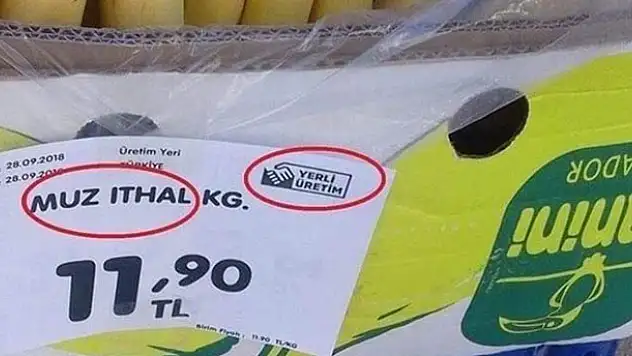 İthal muza yerli üretim etiketi