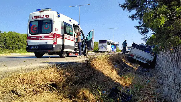 Kamyonet yoldan çıktı: Baba ve oğlu yaralandı