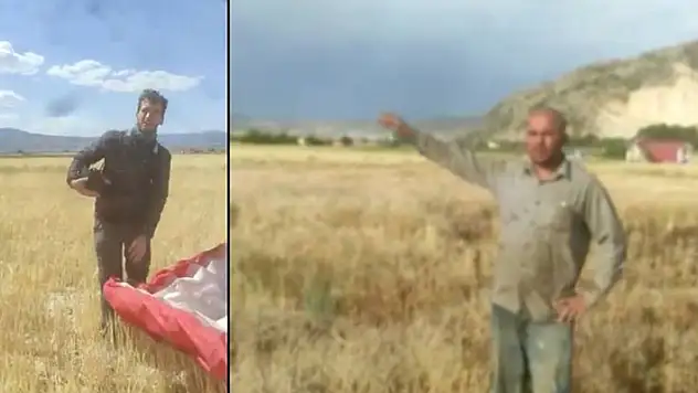 Kanadalı paraşütçü zorunlu iniş yaptı, tarla sahibi çiftçi güldürdü: 'Sorry sorry diyorsun, niye iniyorsun'

