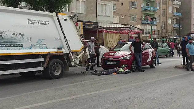 Karaman'da otomobilin çarptığı çöp kamyonundaki temizlik işçisi yaralandı