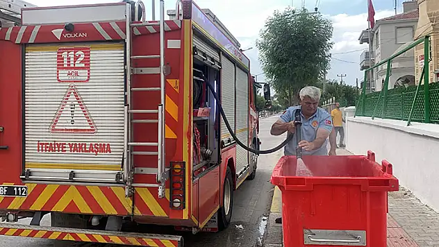 Karaman'da çöp konteynerinde yangın çıktı