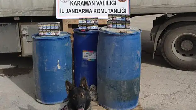Karaman'da durdurulan tırda kaçak sigara ve mazot ele geçirildi
