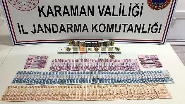 Karaman'da kumar oynayan 8 kişi, jandarma baskınında suçüstü yakalandı
