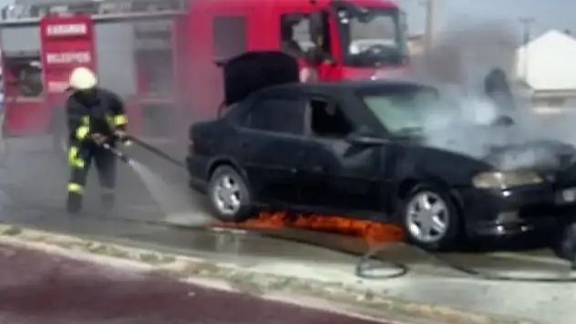 Karaman'da seyir halindeki otomobilde yangın
