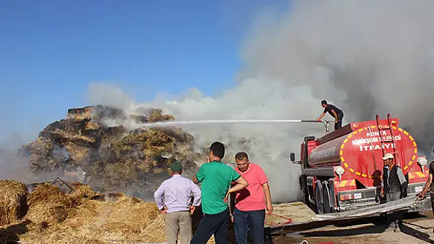 Karapınar'da balya yangını
