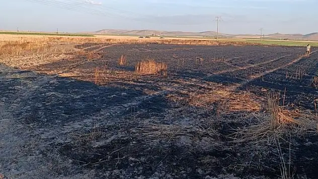 Karapınar'da buğday ekili tarla yandı
