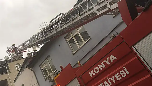 Karapınar'da çatıda mahsur kalan kediyi itfaiye ekipleri kurtardı