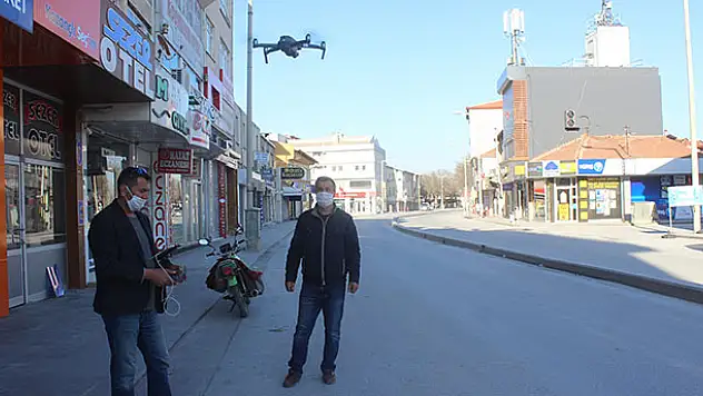 Karapınar'da drone ile koronavirüs denetimleri