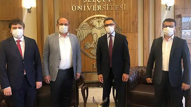 Karapınar heyetinden SÜ Rektörü Aksoy'a ziyaret