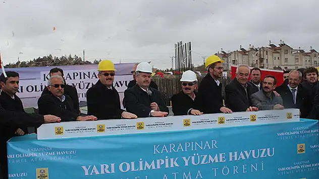 Karapınar Yarı Olimpik Yüzme Havuzu'nun temeli atıldı