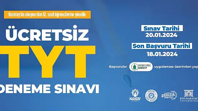Karatay Belediyesinden ilçedeki tüm 12.sınıf öğrencilerine ücretsiz TYT Deneme Sınavı 