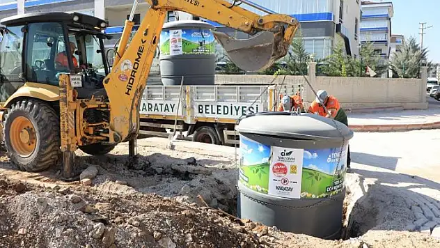 Karatay'da 200 adet yeraltı çöp konteynerinin daha kurulumu yapıldı