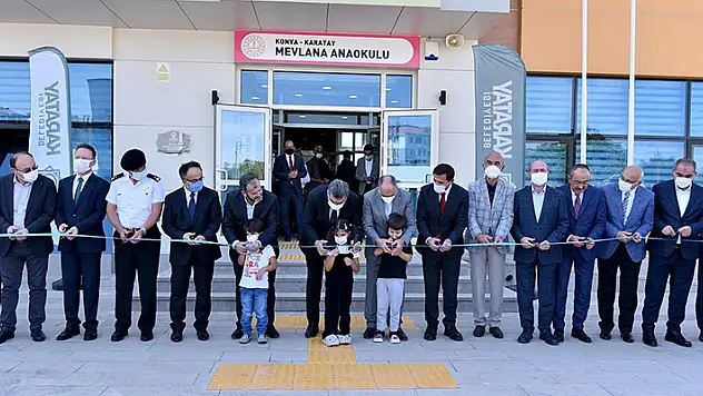 Karatay'da  7 milyon 600 bin liraya mal edilen 8 derslikli iki anaokulu törenle açıldı