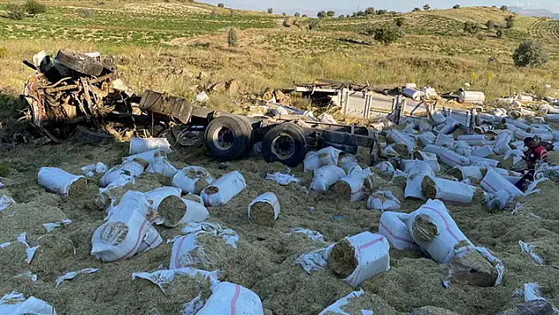 Kayseri'de saman yüklü kamyon devrildi: 3 ölü

