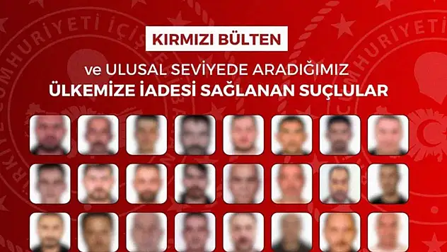 Kırmızı bültenle aranan 32, ulusal seviyede aranan 40 kişi yurt dışından Türkiye'ye getirildi