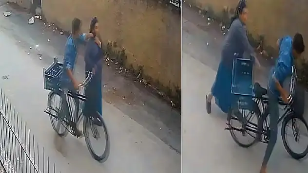 Kolyesini çalmaya kalkışan kapkaççıya ağaç dalıyla vurdu
