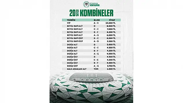 Kombine ücretleri açıklandı
