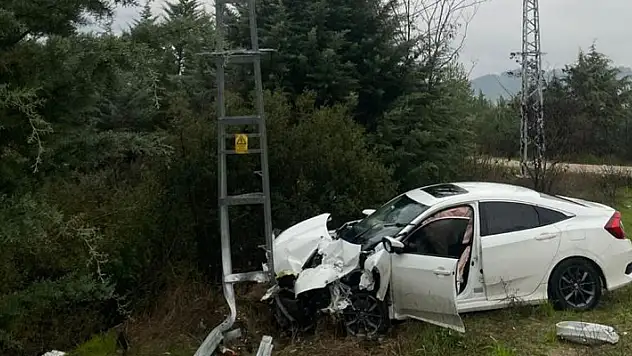 Kontrolden çıkan otomobil elektrik direğine çarptı, 2 kişi yaralandı
