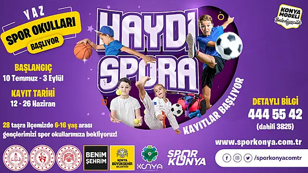 Konya Büyükşehir'in 28 ilçedeki Yaz Spor Okullar'ında kayıtlar devam ediyor 
