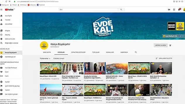 Konya Büyükşehir Youtube kanalından evlere misafir oluyor