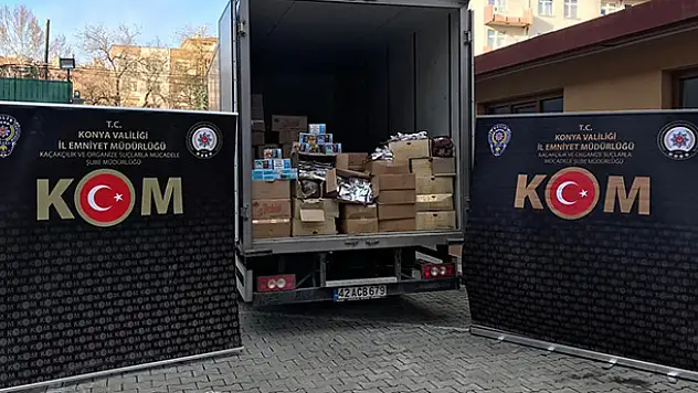 Konya'da 2 ton 713 kilo kaçak nargile tütünü ele geçirildi