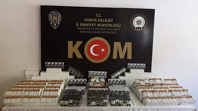 Konya'da 29 bin 600 adet gümrük kaçağı makaron ele geçirildi
