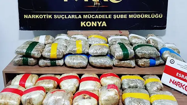 Konya'da 29 kilo 580 gram uyuşturucu ele geçirildi