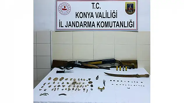 Konya'da 3 kişi 82 parça tarihi eserlerle yakaland