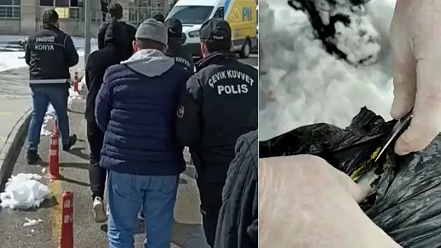 Konya'da 4 zehir taciri toprağa gömdükleri uyuşturucuyu çıkartırken suçüstü yakalandı
