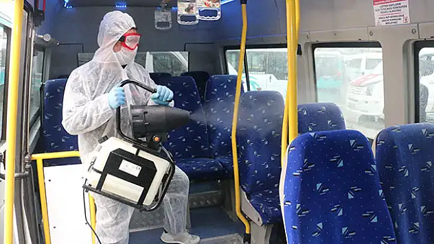 Konya'da 530 minibüs dezenfekte edildi