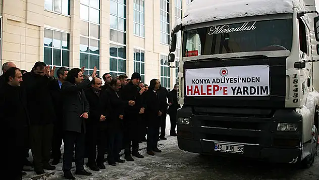 Konya'da adliye çalışanlarından Haleplilere yardım