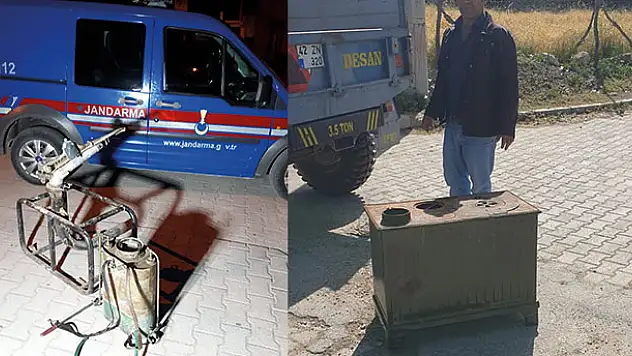Konya'da bağ evinden sulama tabancası, sırt pompası ve kuzine soba çalan şüpheli yakalandı