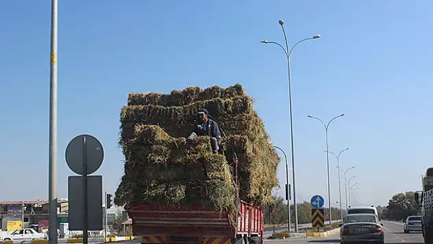 Konya'da balya üzerinde tehlikeli yolculuk! Görenler şaşkınlıkla izledi
