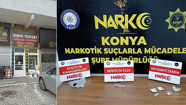 Konya'da baskın yapılan sıhhi tesisatçıda uyuşturucu çıktı
