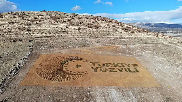 Konya'da binlerce fidanla 'Türkiye Yüzyılı' logosu oluşturuldu
