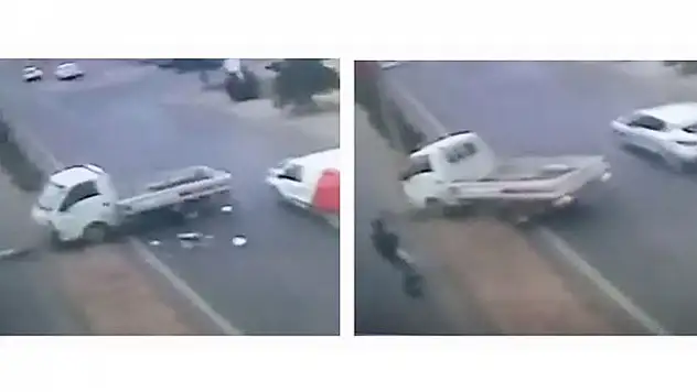 Konya'da bir yaya kamyonetin altında kalmaktan son anda kurtuldu
