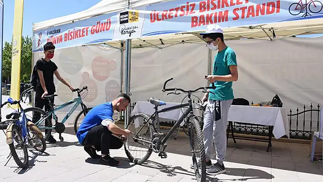 Konya'da bisiklet tamir ve bakım istasyonları ilgi görüyor
