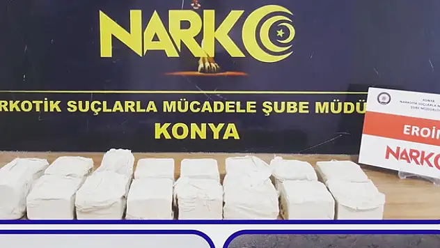Konya'da durdurulan araçta 8 kilogram eroin ele geçirildi