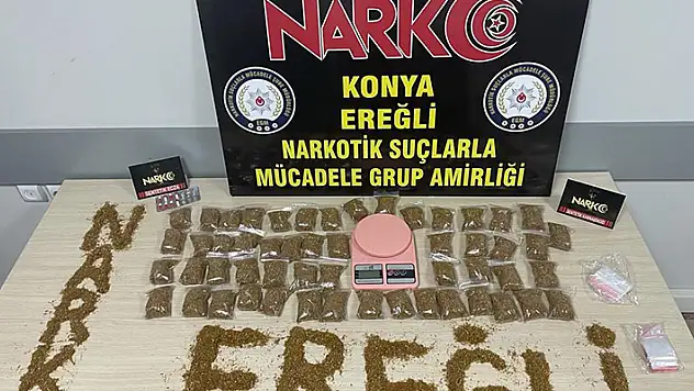 Konya'da düzenlenen uyuşturucu operasyonunda 2 zanlı, tutuklandı
